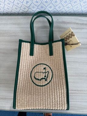 Masters Woven Straw Crossbody Embroidered Logo